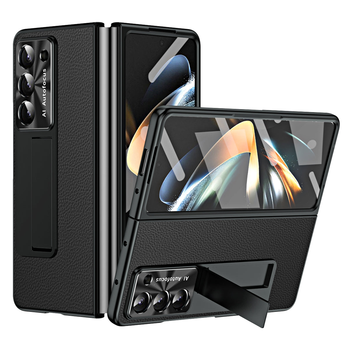 For Samsung Galaxy Z Fold5 5G Litchi Texture Leather PC Case Shockproof Kickstand Phone Cover For Samsung Galaxy Z Fold5 5G Litchi Texture Leather PC Case Shockproof Kickstand Phone Cover